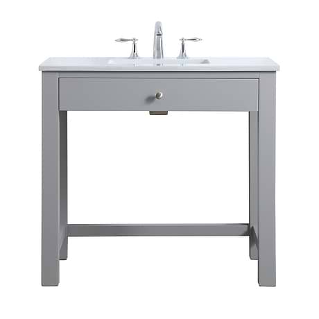Murray Gray 36" Single Vanity with White Cultured Marble Top