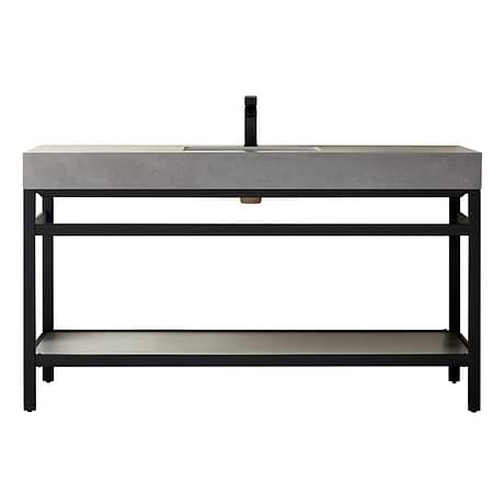 Blaire Matte Black 60" Single Vanity with Gray Sintered Stone Top