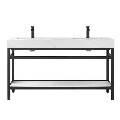 Blaire Matte Black 60" Double Vanity with White Sintered Stone Top