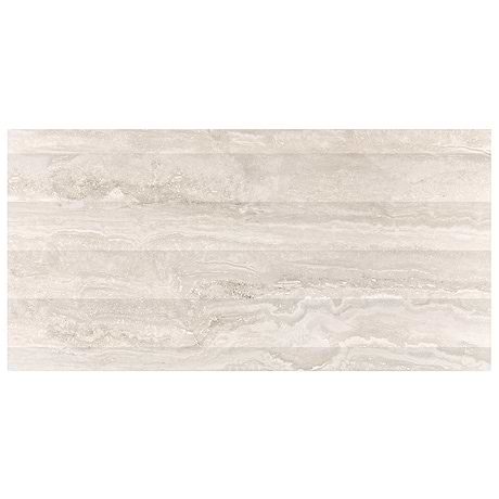 Lumar Waves Travertino Bianco Warm White 24x48 3D Travertine Look Matte Porcelain Tile