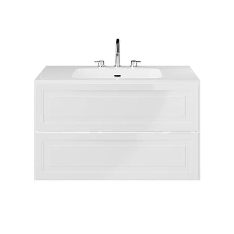 Alma White 36" Single Vanity with Integrated White Solid Surface Top
