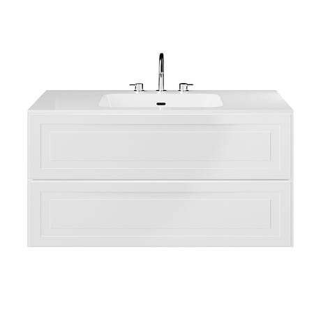 Alma White 42" Single Vanity with Integrated White Solid Surface Top
