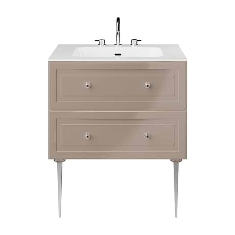 Alma Taupe 30" Vanity with Chrome Legs & Knobs with Integrated White Solid Surface Top
