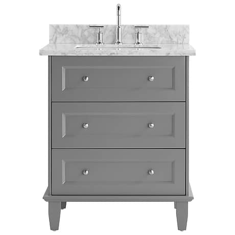 Nora Gray 30" Single Vanity with Carrara Marble Top