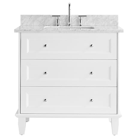 Nora White 36" Single Vanity with Carrara Marble Top