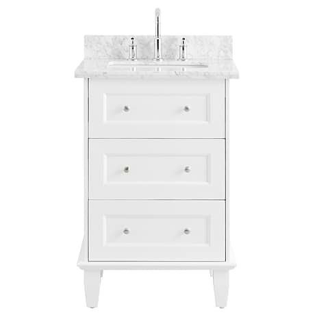 Nora White 24" Single Vanity with Carrara Marble Top