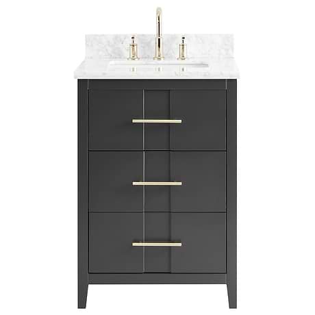 Iconic Charcoal and Gold 24" Single Vanity with Carrara Marble Top