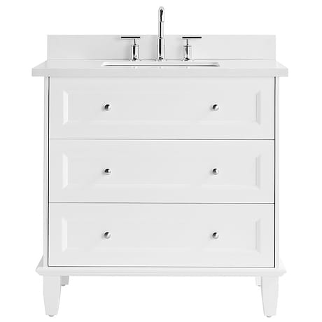 Nora White 36" Single Vanity with Pure White Quartz Top