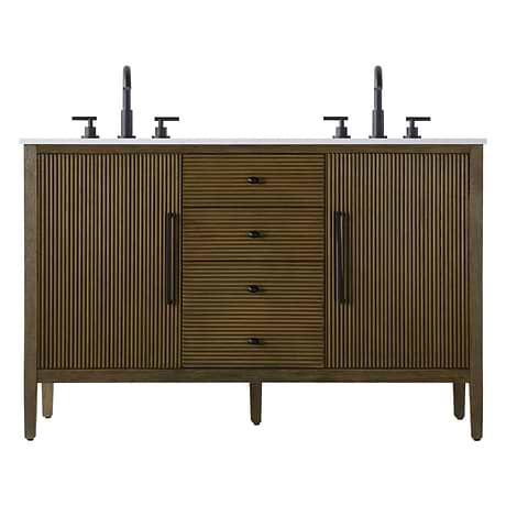 Juelle Hazel Oak 54" Double Vanity with Cultured Marble Top
