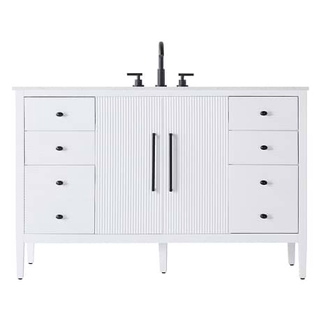 Juelle White 54" Single Vanity with Cultured Marble Top