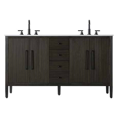 Juelle Chocolate Oak 60" Double Vanity with Cultured Marble Top