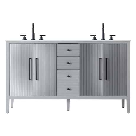 Juelle Gray 60" Double Vanity with Cultured Marble Top
