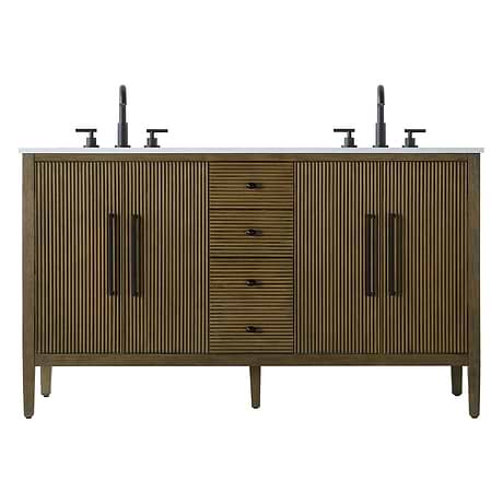 Juelle Hazel Oak 60" Double Vanity with Cultured Marble Top