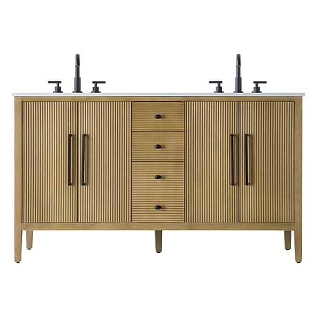Juelle Honey Oak 60" Double Vanity with Cultured Marble Top