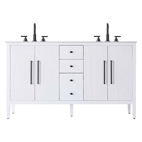 Juelle White 60" Double Vanity with Cultured Marble Top