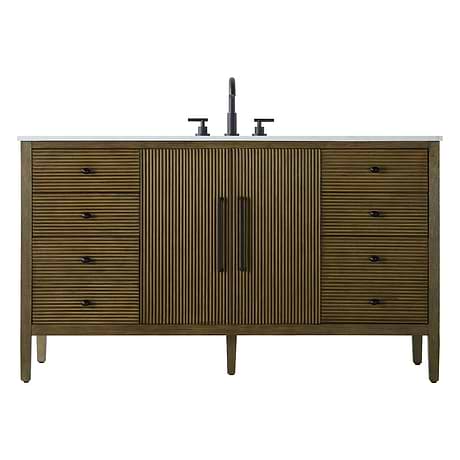 Juelle Hazel Oak 60" Single Vanity with Cultured Marble Top