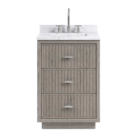 Rhett Steel Oak 24" Single Vanity with Carrara Marble Top by TileBar Studio Vanities