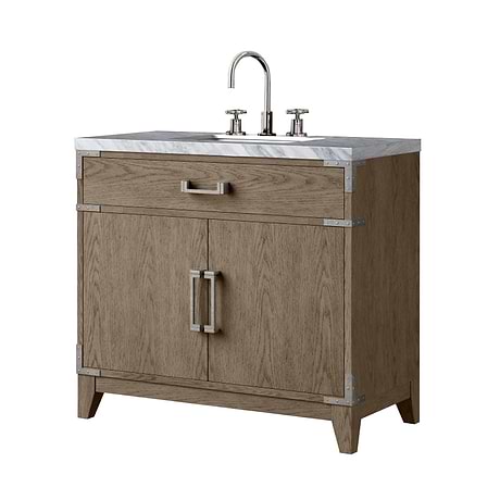 Aiden Gray Oak 36" Single Vanity wth Carrara Marble Top