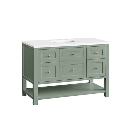 Breckenridge Breckenridge Smokey Celadon Green 48" Single Vanity with White Zeus Quartz Top by JMV