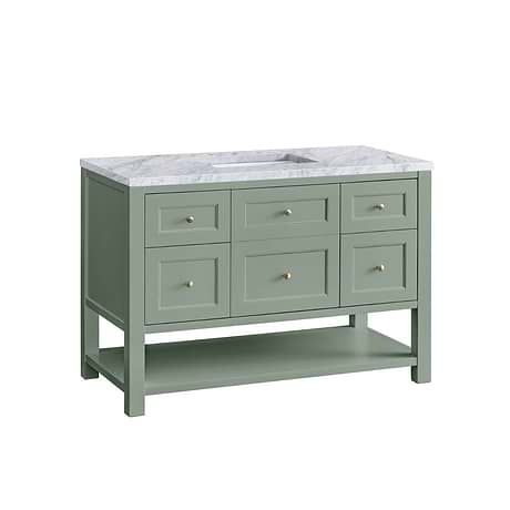 Breckenridge Breckenridge Smokey Celadon Green 48" Single Vanity with Carrara Marble Top by JMV
