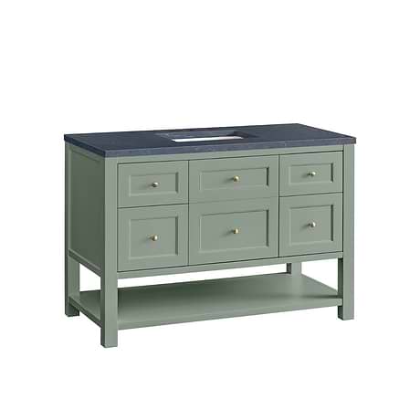 Breckenridge Breckenridge Smokey Celadon Green 48" Single Vanity with Charcoal Soapstone Quartz Top by JMV