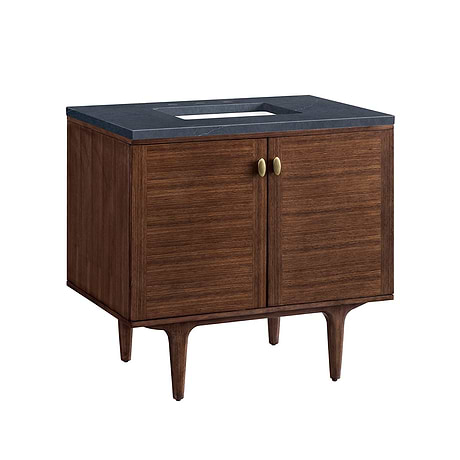 Amberly Mid-Century Walnut 36" Single Vanity with Charcoal Soapstone Quartz Top by JMV