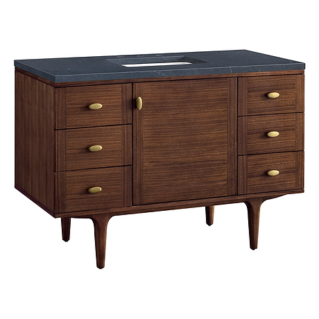 Amberly Mid-Century Walnut 48" Single Vanity with Charcoal Soapstone Quartz Top by JMV