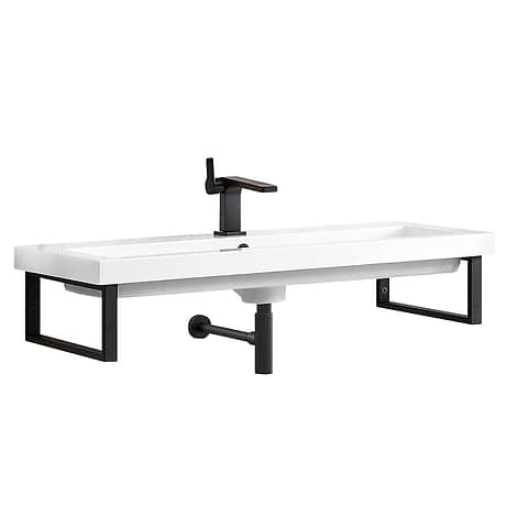 Boston Matte Black 40" Floating Sink with White Integrated Top by JMV