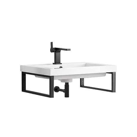 Boston Matte Black 24" Floating Sink with White Integrated Top by JMV