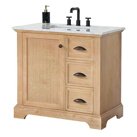 Olivier Blonde Wood 36" Single Vanity with Carrara Marble Top