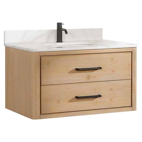 Riven Blonde Oak 36" Sinlge Vanity with Pacific White Quartz Top