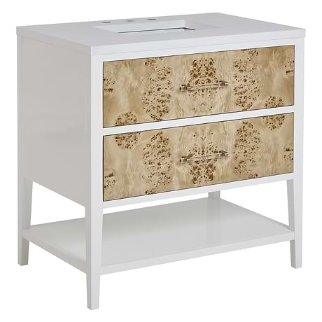 Olena Light Mappa 36" Single Vanity with White Quartz Top by JMV