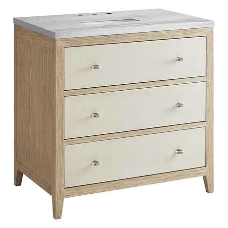 Celeste Sunwashed Oak 36" Single Vanity with Arctic Fall Solid Surface Top by JMV