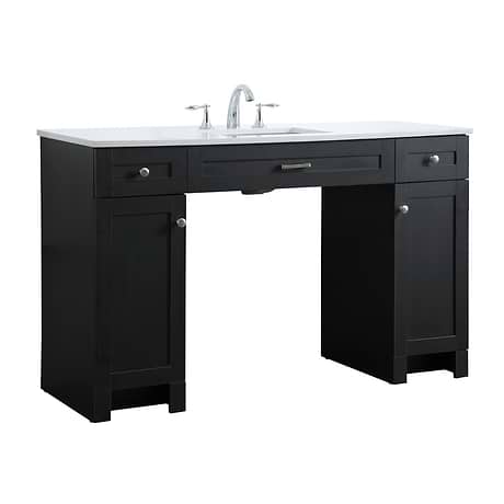 Calvin 54" Black Single Vanity with Cultured Marble White Top