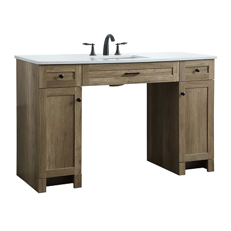 Calvin 54" Natural Oak Single Vanity with Cultured Marble White Top