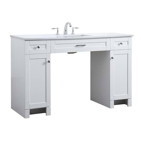 Calvin 54" White Single Vanity with Cultured Marble White Top
