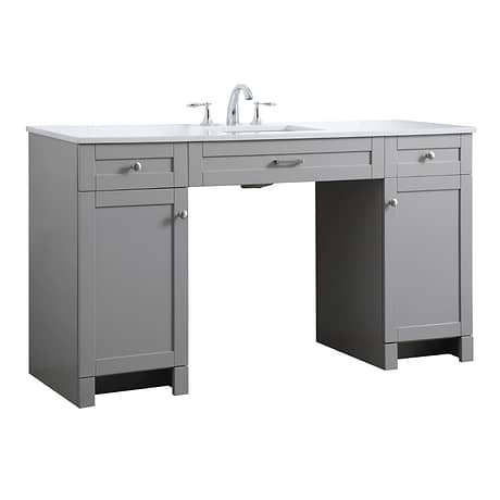 Calvin 60" Gray Single Vanity with Cultured Marble White Top