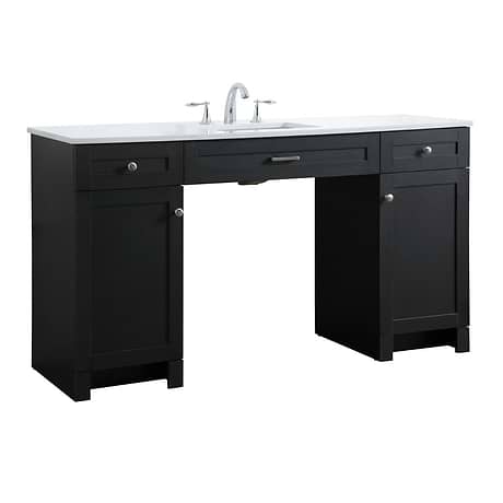 Calvin 60" Black Single Vanity with Cultured Marble White Top