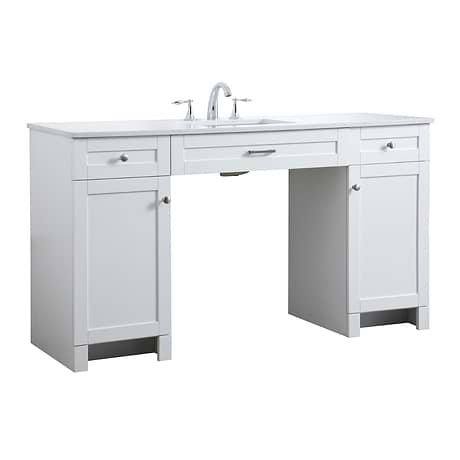 Calvin 60" White Single Vanity with Cultured Marble White Top