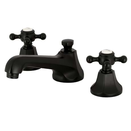 Rockleigh Matte Black 8" Widespread Bathroom Faucet With Pop Up Standard Drain