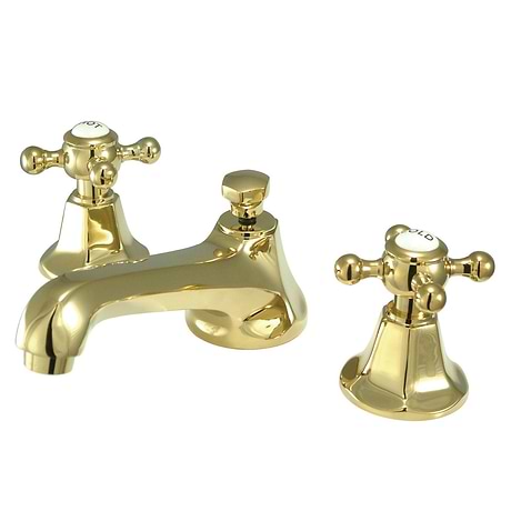 Rockleigh Polished Brass 8" Widespread Bathroom Faucet With Pop Up Standard Drain