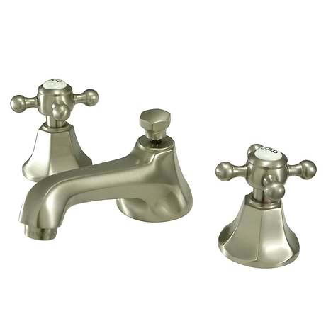 Rockleigh Brushed Nickel 8" Widespread Bathroom Faucet With Pop Up Standard Drain