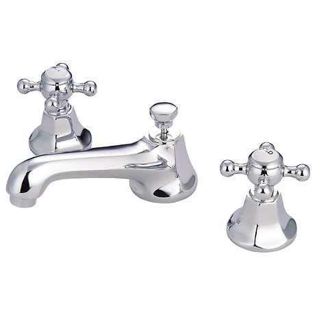Rockleigh Polished Chrome 8" Widespread Bathroom Faucet With Pop Up Standard Drain
