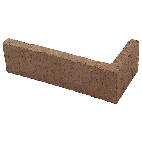 Brownstone Flashed Brown 2x7 Textured Wire Cut Clay Thin Brick Corner
