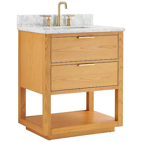 Dayton Woodgrain 30" Single Vanity with Carrara Marble Top