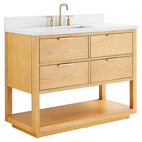 Dayton Woodgrain 48" Single Vanity with Pure White Quartz Top
