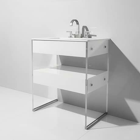 Lucite  30" White Gloss Vanity and Counter