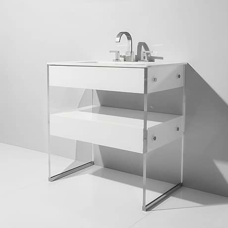 Lucite  36" White Gloss Vanity and Counter