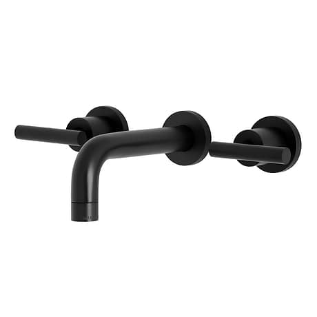 Astoria Matte Black Wall Mount  12.5" Widespread Bathroom Faucet With Pop Up Standard Drain