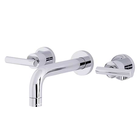 Astoria Polished Chrome Wall Mount  12.5" Widespread Bathroom Faucet With Pop Up Standard Drain